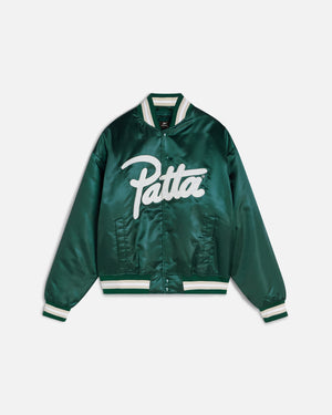 Patta Script Logo Satin Varsity Jacket (Bistro Green)