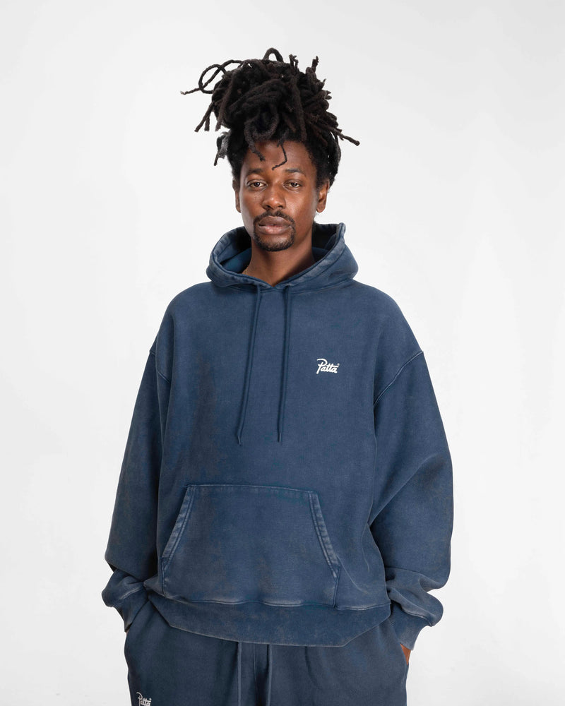 Patta Classic Acid Washed Hooded Sweater (Estate Blue)
