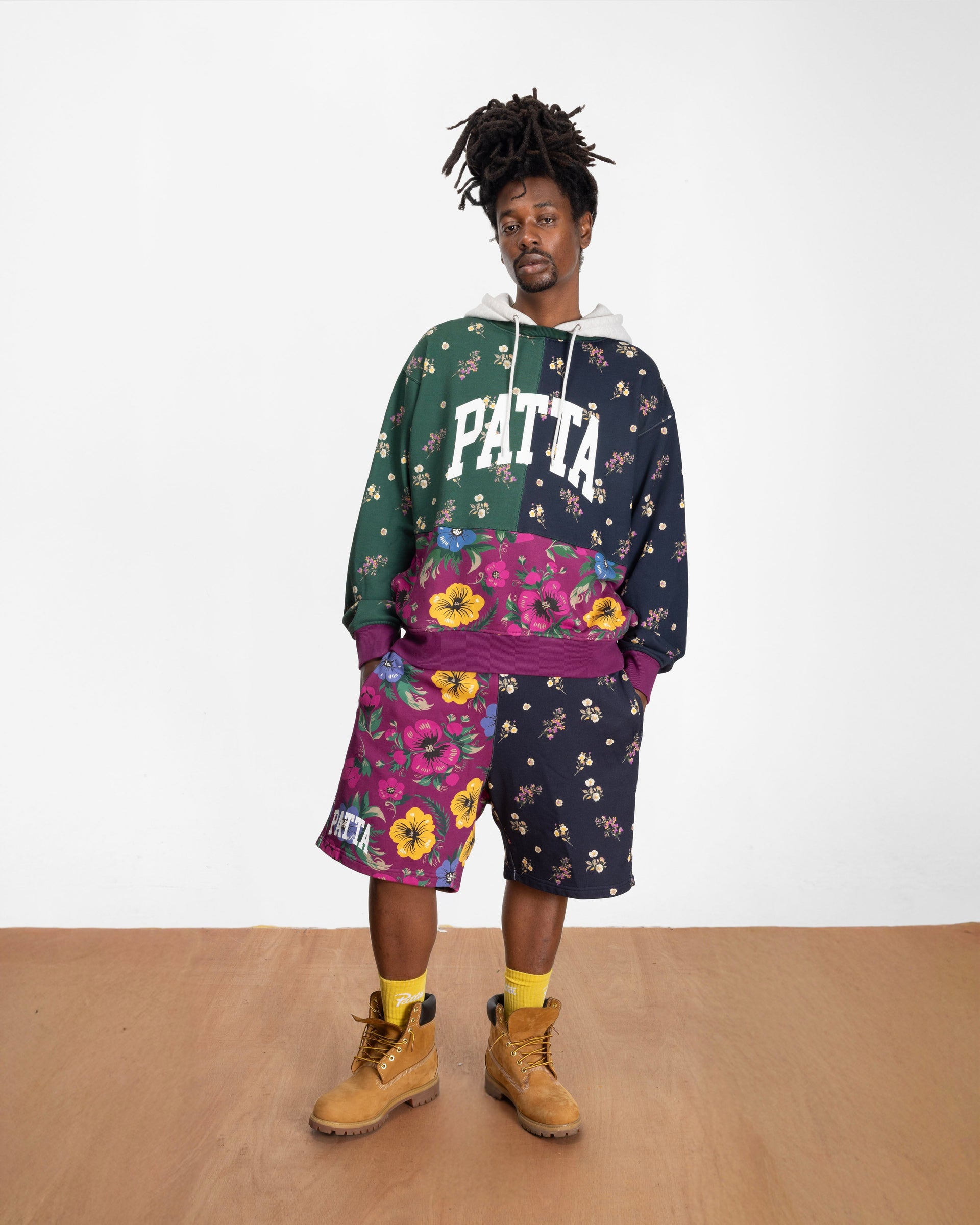 Patta Floral Patchwork Hooded Sweater (Multi)