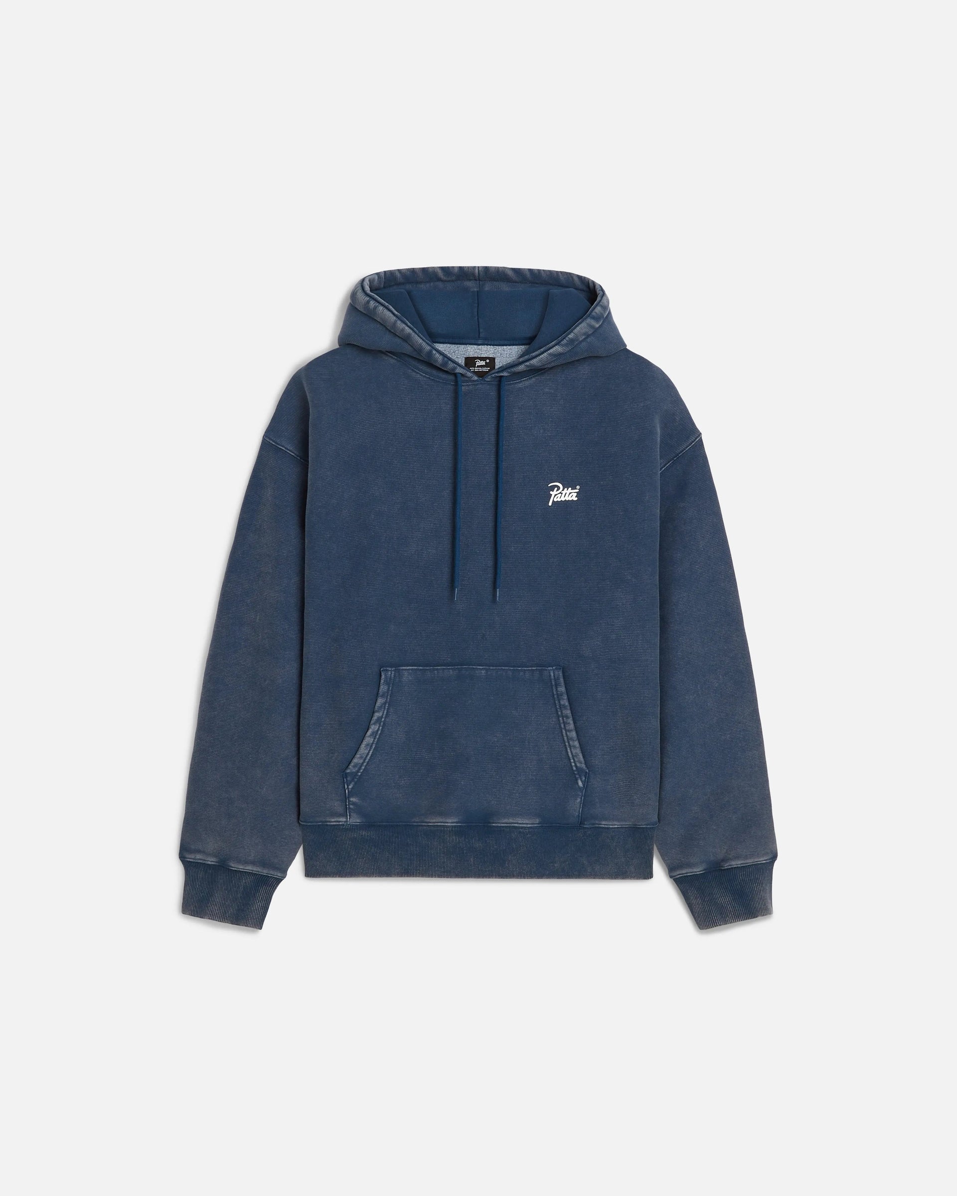Patta Classic Acid Washed Hooded Sweater (Estate Blue)