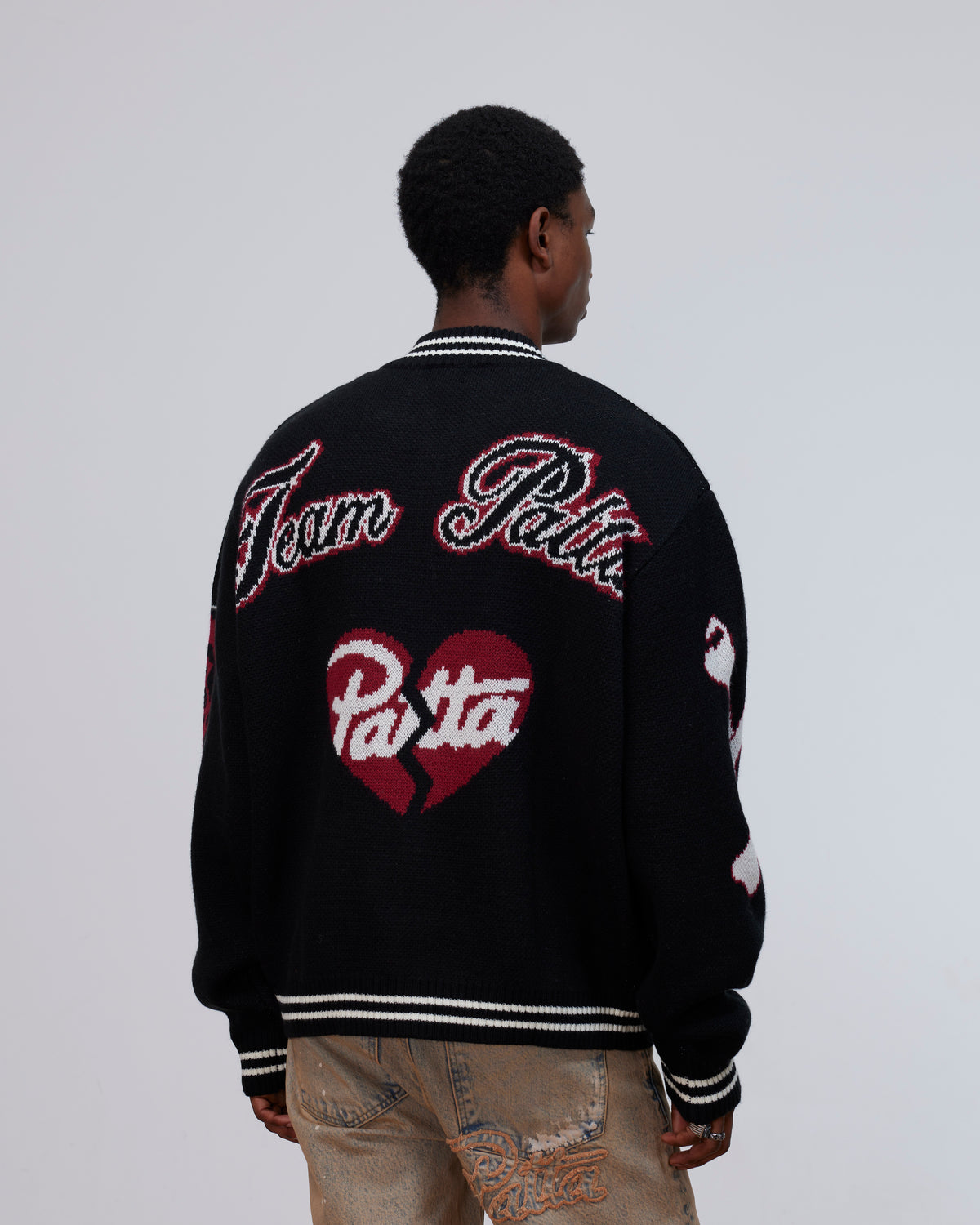 Patta Lucky 13 Varsity Knitted Cardigan (Black)