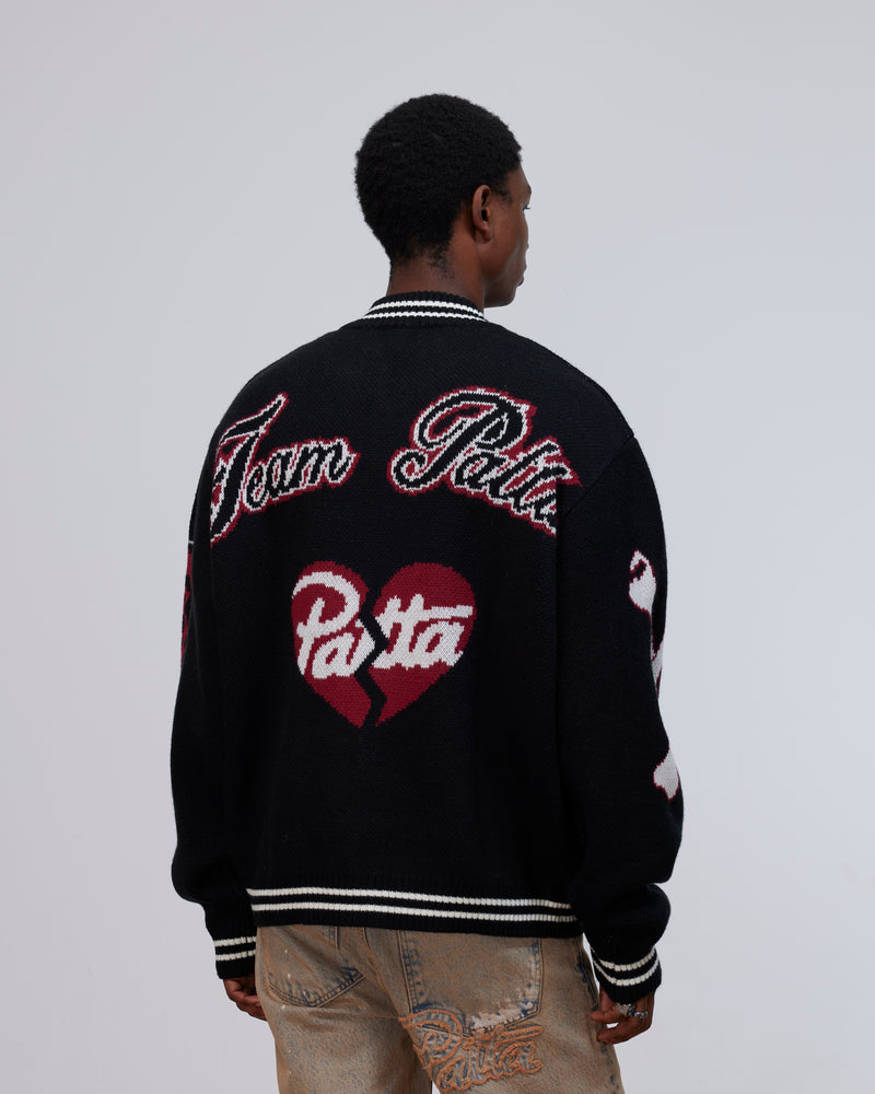 Patta Lucky 13 Varsity Knitted Cardigan (Black)