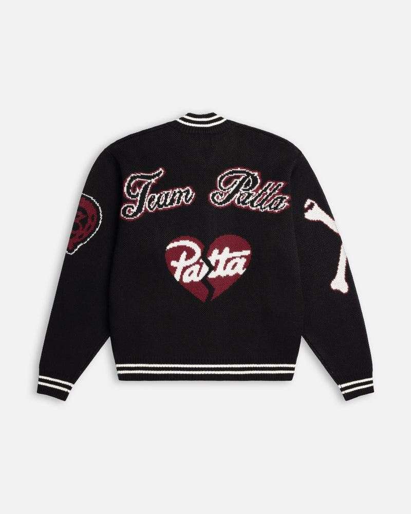 Patta Lucky 13 Varsity Knitted Cardigan (Black)