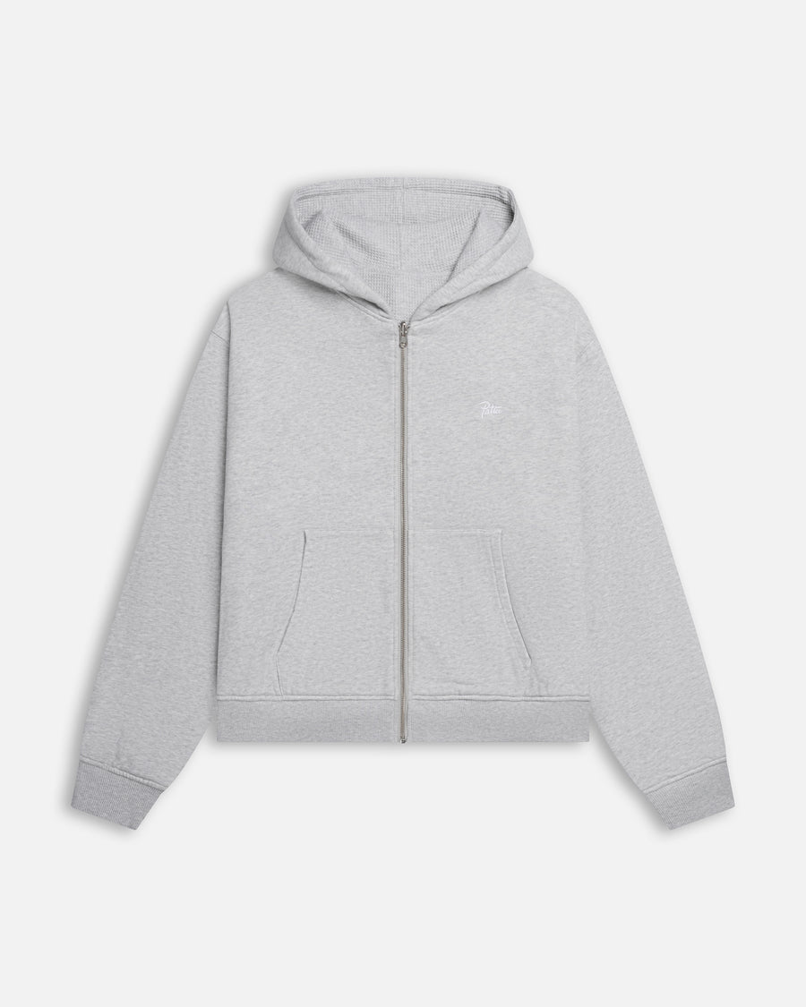 Patta Waffle Reversible Zip Up Hooded Sweater (Grey heather)
