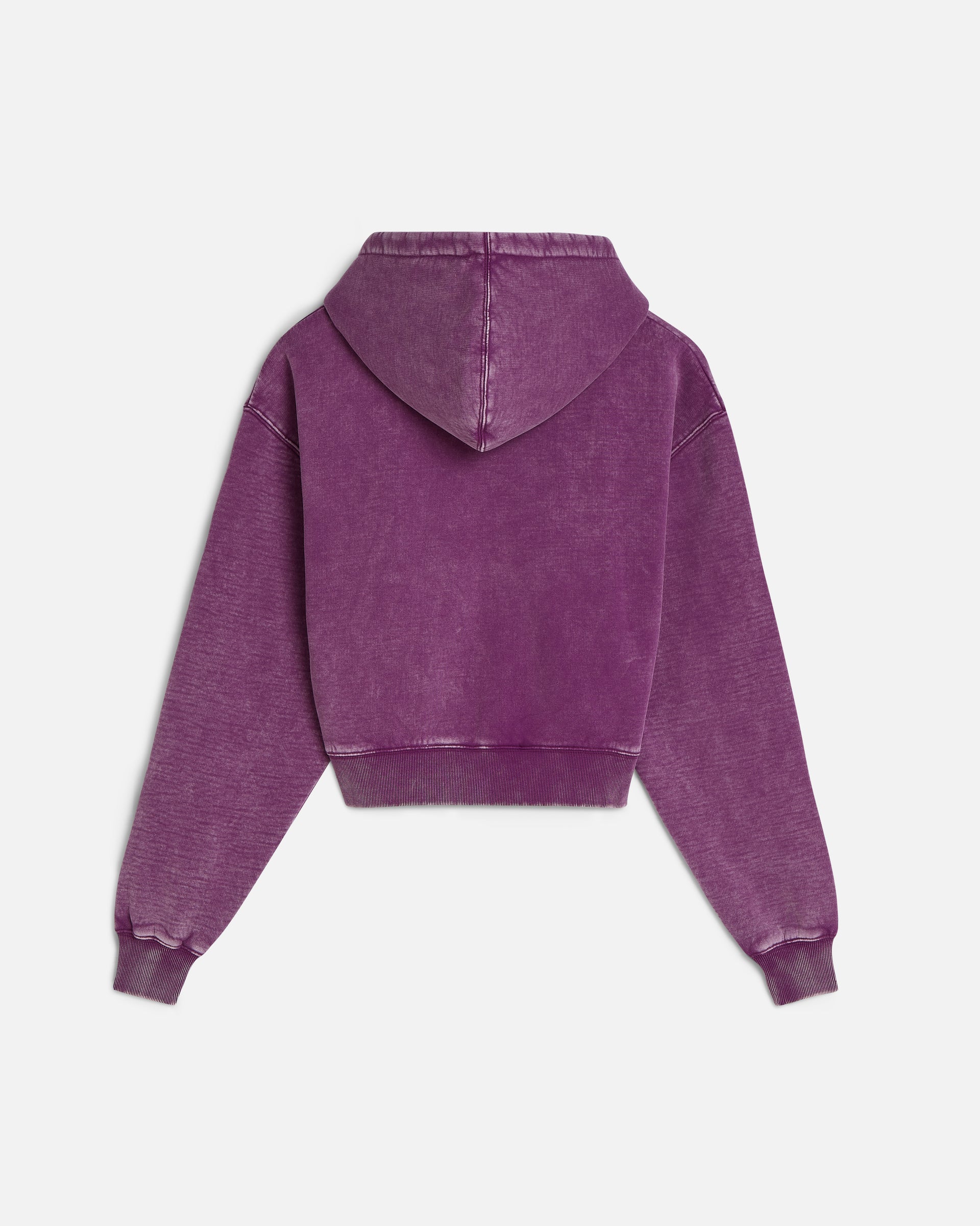 Patta Femme Acid Wash Cropped Zip-Up Hooded Sweater (Dark Purple )